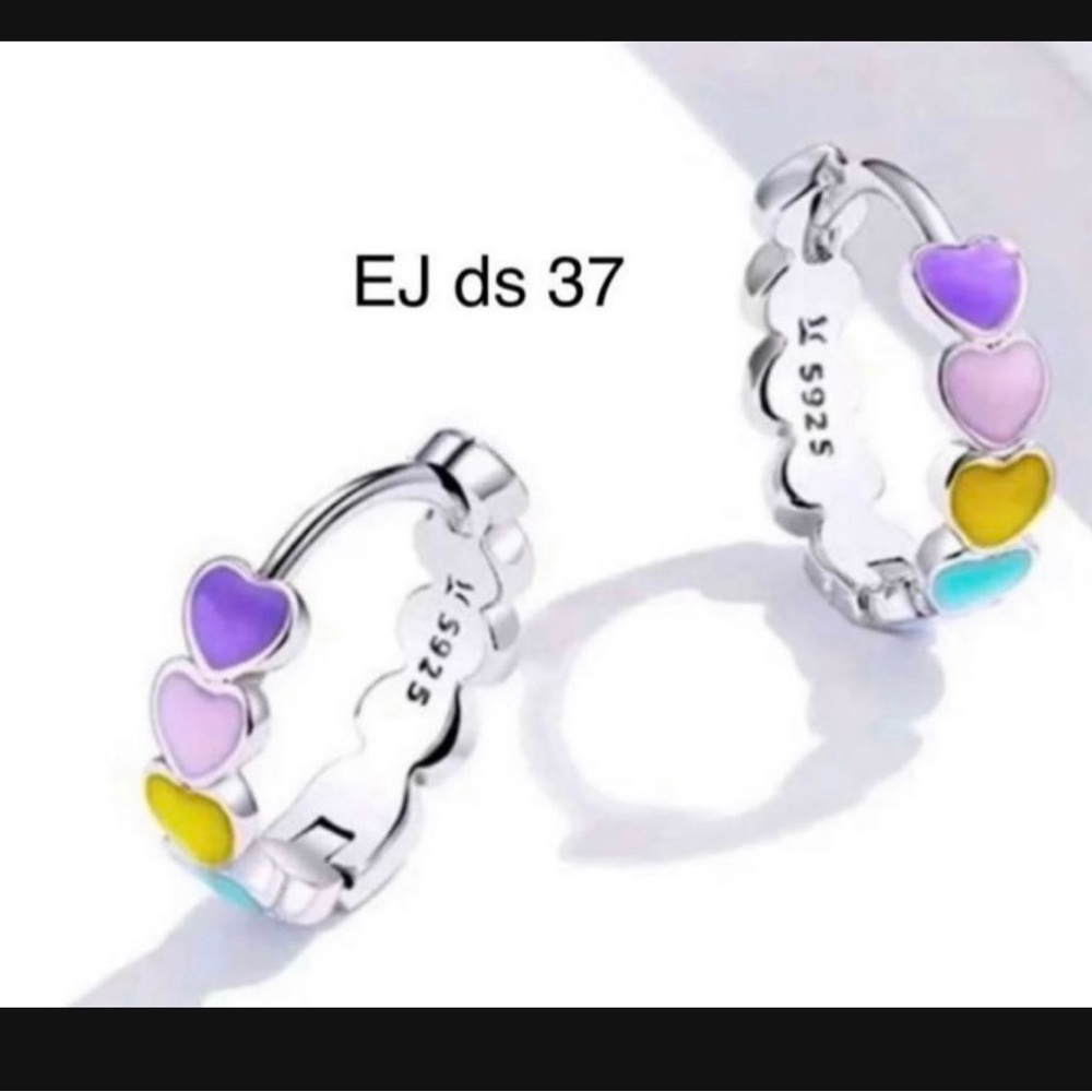 Solid 925 Sterling Silver Heart Huggie Earrings